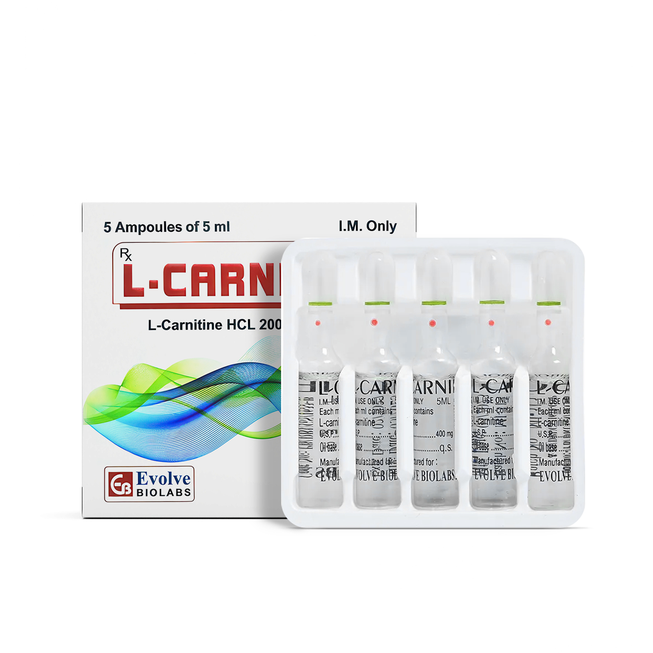 L-CARNIBOL ( L-CARNITINE HCL 2000MG - 5ML ) – 5 AMPOULES BOX – EVOLVO BIO LABS-2